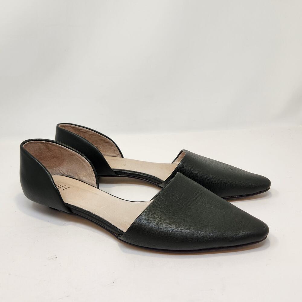 J Jill Womens D'Orsay Hunter Green Leather Slip On Flats Size 11 Pointed Toe